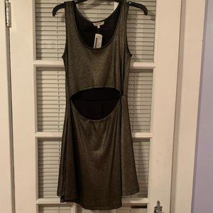 Gold Metallic Skater Dress Size Large